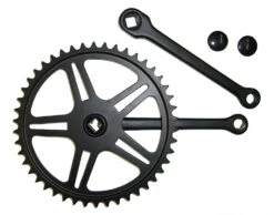 Kettenradgarnitur Stahl Schwarz, 170mm, 46 Zähne, 4-Kant